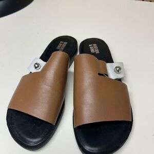 Anthropologie Brown and White Sandals